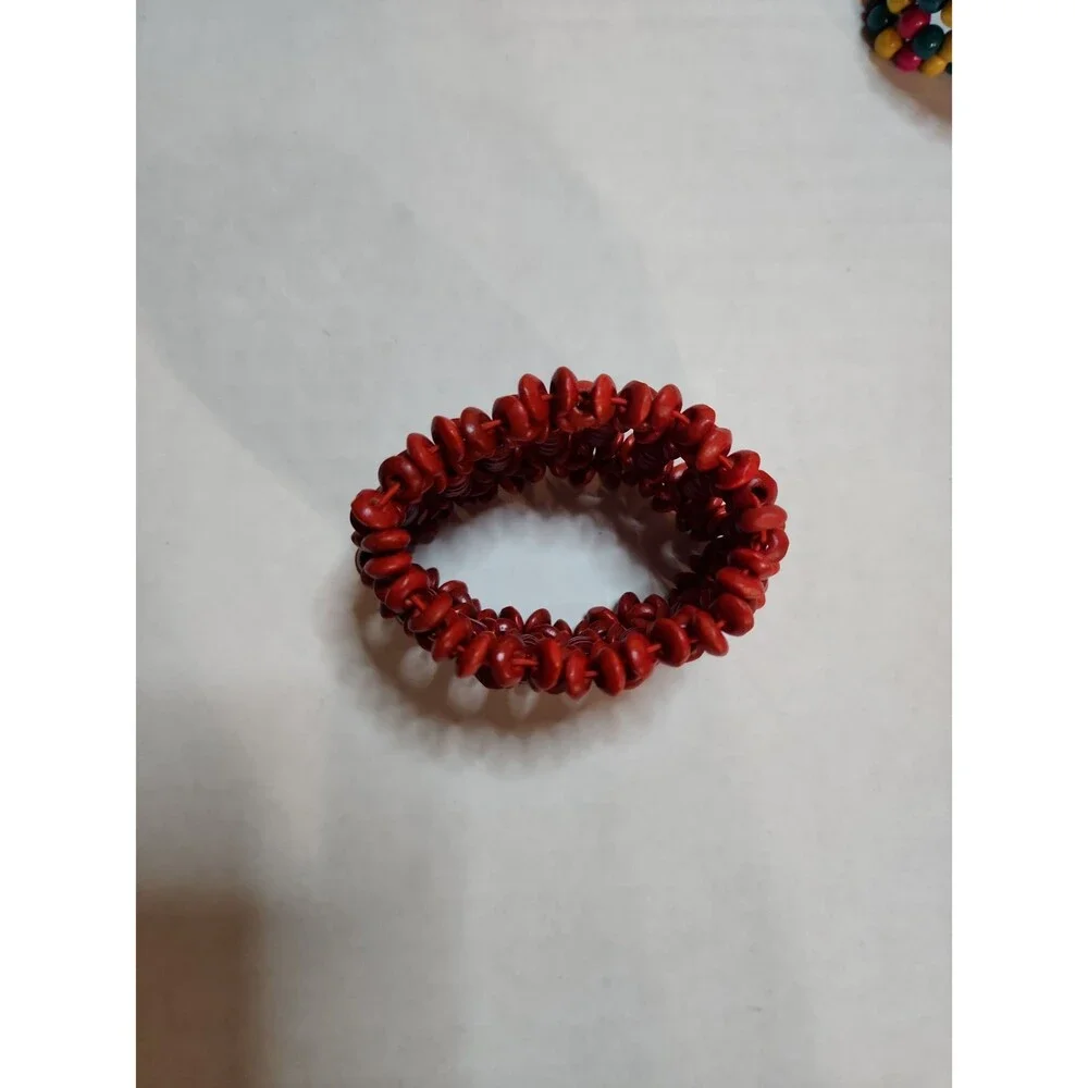 Paparazzi Natural Wood Bead Bracelets – Multi-Color & Red Earthy Stretch Bands